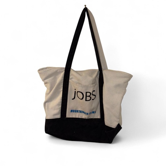 Handbags - Jobs Ashton Kutcher Canvas Tote Bag with Black Straps